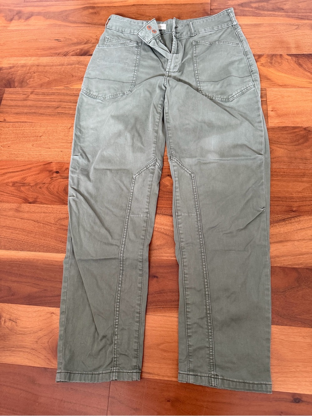Pilcro Straight-Leg Utility Pants in Olive Green